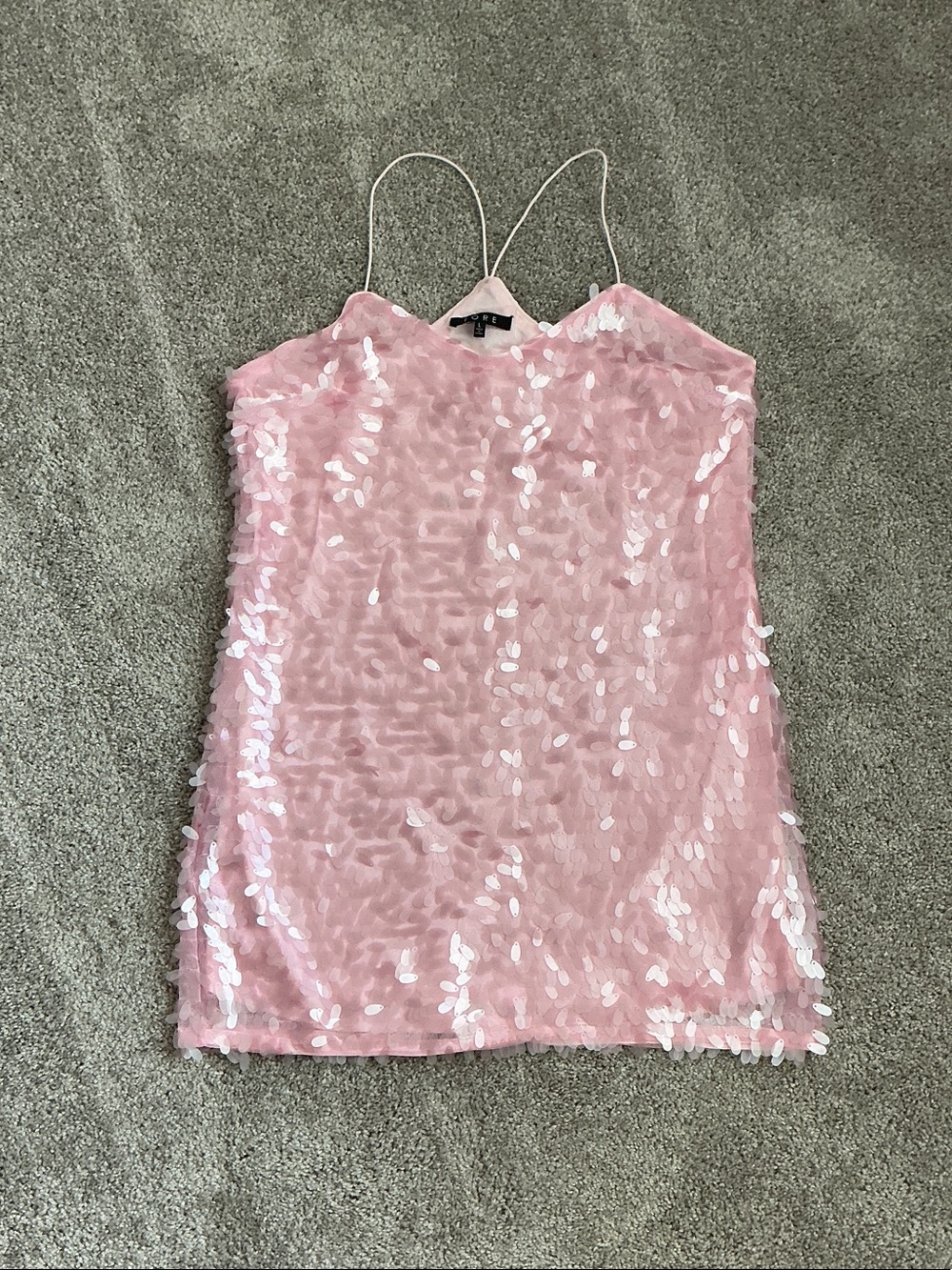 Pink Sequin Spaghetti Strap Mini Dress